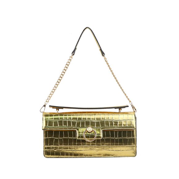 Brooke Clutch, Stylish Shoulder Bag With Chain Strap Accents, Soft Gold :'D - Picture 1 of 4